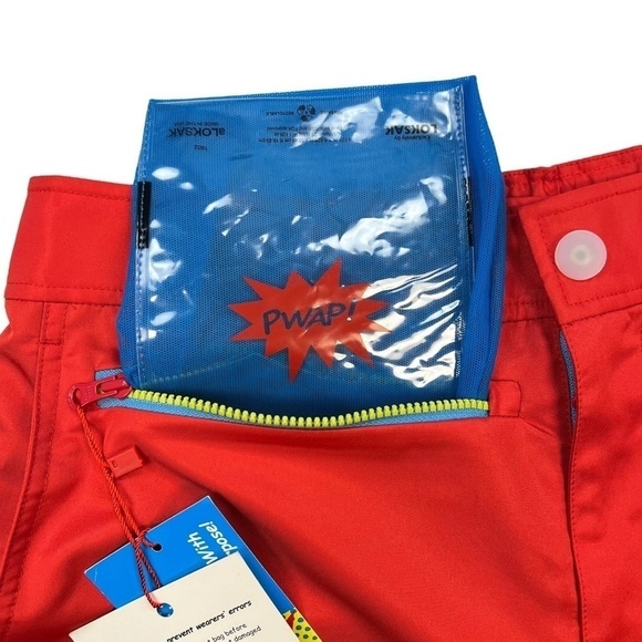 NEW PWAP! Original Swim Board Shorts Waterproof Pocket Rare Made in NYC Red M - Picture 4 of 12